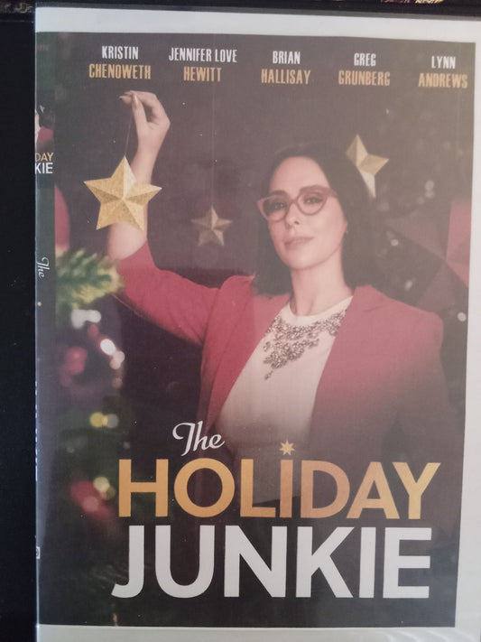 The Holiday Junkie (2024) DVD with Jennifer Love Hewitt & Kristin Chenoweth in a DVD Case with artwork