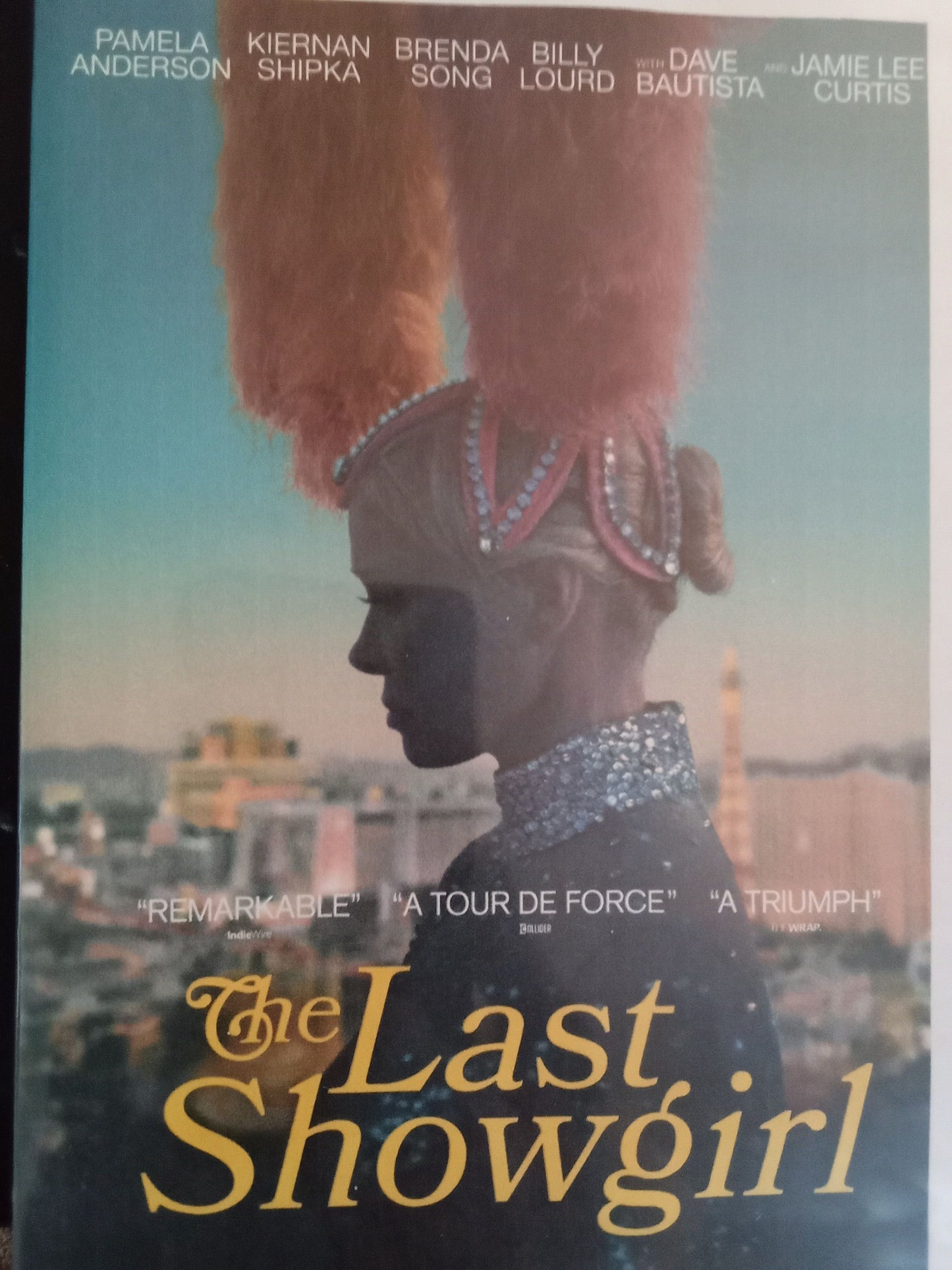 The Last Showgirl (2025) DVD with Pamela Anderson in a DVD case with the cover art